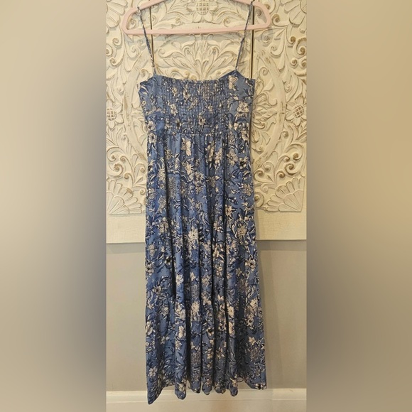 House of Harlow Dress Maxi Sz Small Spaghetti Strap Linen Blend Dress Front tie - Picture 3 of 9